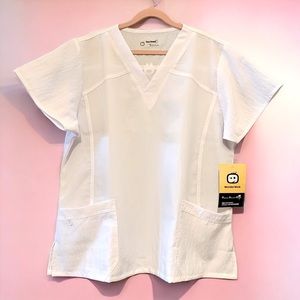Four Stretch Wonder Wink white scrubs top
